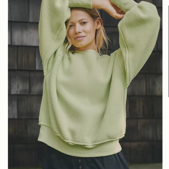 NWT XL Women’s Anthropologie Pilcro Slouchy Crew-Neck Sweatshirt- Lime - Picture 6 of 7
